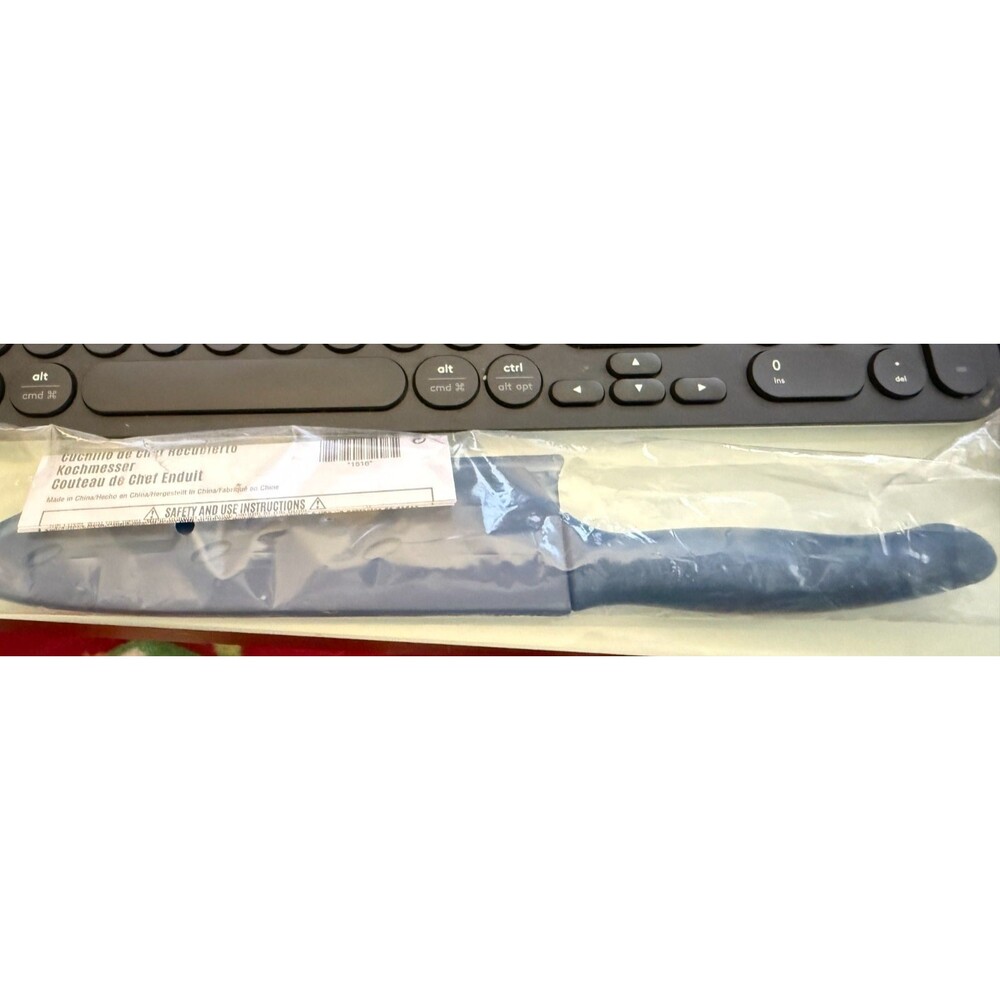 Pampered Chef Blue Coated Chef’s Knife with Sheath 7” 1516 NIP Retired